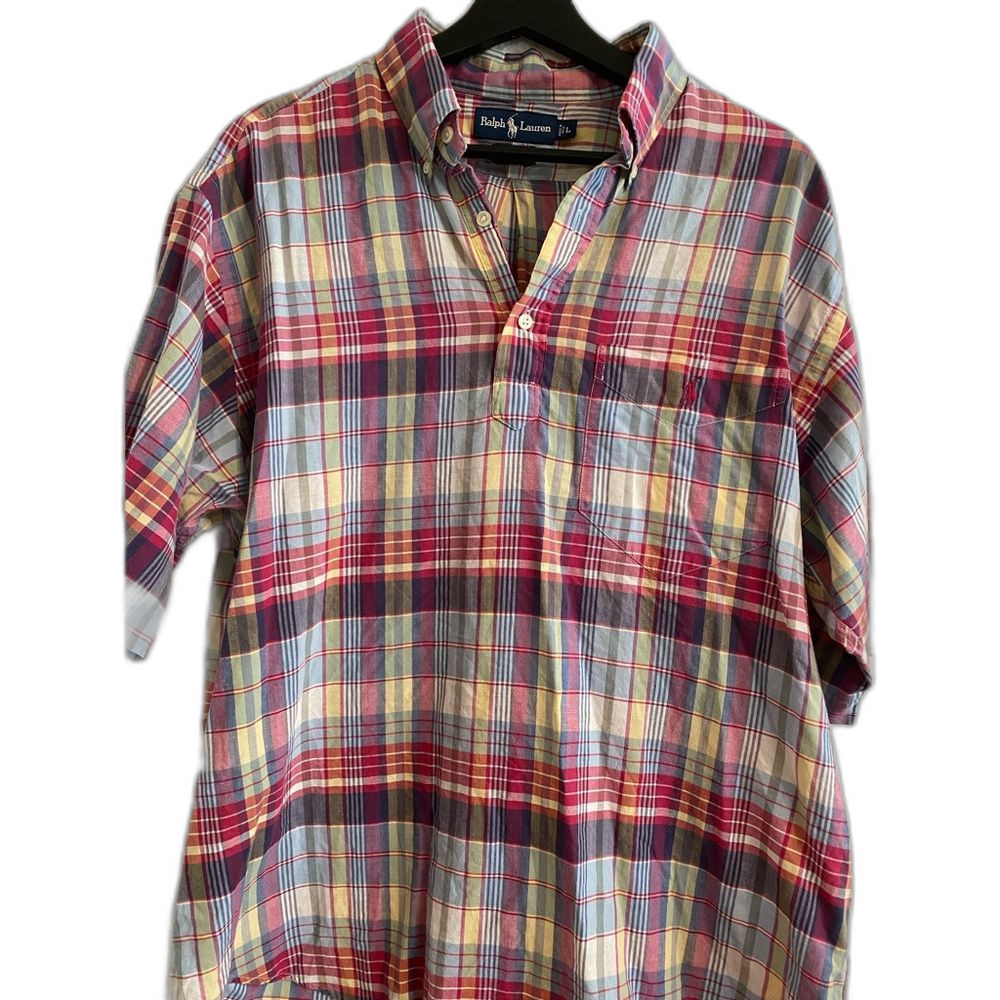 Ralph Lauren L Purcell Men's Colorful Plaid Shirt Short Sleeve 100% Cotton UB-24